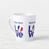 Franse Blauwe LOVE Gear Flag Gepersonaliseerd Latte Mok (Linkerhoek)