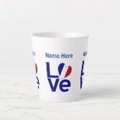 Franse Blauwe LOVE Gear Flag Gepersonaliseerd Latte Mok (Voorkant)