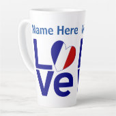 Franse Blauwe LOVE Gear Flag Gepersonaliseerd Latte Mok (Linkerhoek)