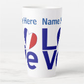 Franse Blauwe LOVE Gear Flag Gepersonaliseerd Latte Mok (Voorkant)
