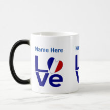 Franse Blauwe LOVE Gear Flag Gepersonaliseerd