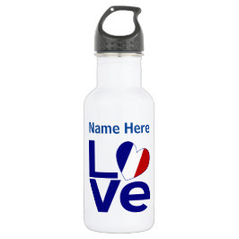 Franse Blauwe LOVE Gear Flag Gepersonaliseerd Waterfles
