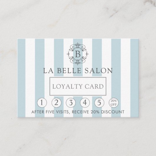 Franse blauwe luifel strepen en Monogram loyalitei Klantenkaartje (Voorkant)
