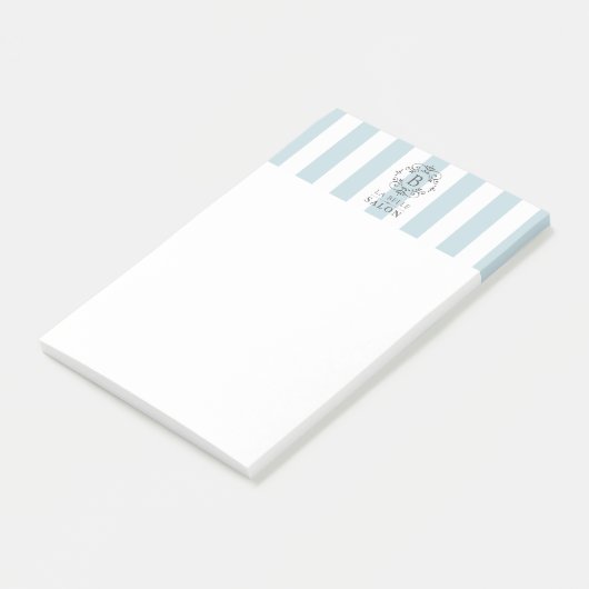 Franse blauwe luifel strepen met Business Monogram Post-it® Notes (Schuin)