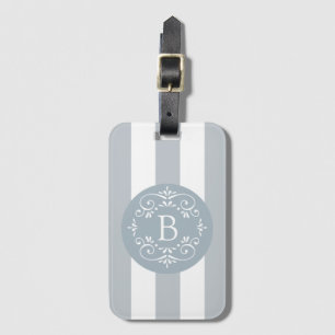 Franse Blauwe Luifel Strepen met Monogram Bagagelabel