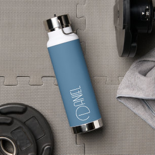 Franse Blauwe Moderne Typografie Persoonlijk Waterfles