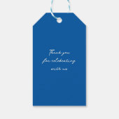 Franse Blauwe Monogram Wapen Oude Wereld Trouwen Cadeaulabel (Achterkant)