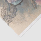 Franse Blauwe Poppies Roze Pioenen Decoupage Tissuepapier (Detail)