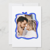 Franse blauwe retro grillige hand getekend boog fo kaart (Achterkant)