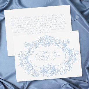 Franse Blauwe Rococo Koninklijke Vintage Elegante  Bedankkaart