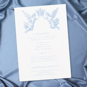 Franse Blauwe Rococo Koninklijke Vintage Elegante Informatiekaartje