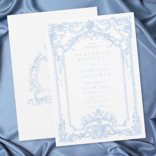 Franse Blauwe Rococo Koninklijke Vintage Elegante  Kaart