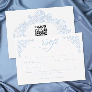 Franse Blauwe Rococo Koninklijke Vintage Elegante RSVP Kaartje