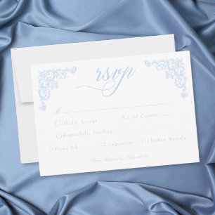 Franse Blauwe Rococo Koninklijke Vintage Elegante RSVP Kaartje