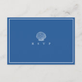 Franse Blauwe Schelp Kust Bruiloft RSVP Kaart (Achterkant)