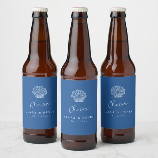 Franse Blauwe Schelp Trouw Bierlabel Bier Etiket (Flessen)