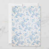 Franse Blauwe Stof Toile Trouw uitnodiging (Achterkant)