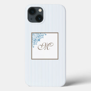 Franse Blauwe Streep Fleur de Lis Script Monogram Case-Mate iPhone Case