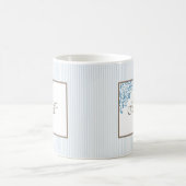 Franse Blauwe Streep Fleur de Lis Script Monogram Koffiemok (Center)