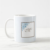 Franse Blauwe Streep Fleur de Lis Script Monogram Koffiemok (Links)