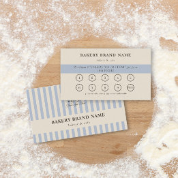 Franse Blauwe Strepen Bakkerij Logo Loyalty Punch Visitekaartje
