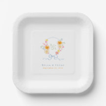 Franse Blauwe Strik Wapenschild Monogram Lente Bru