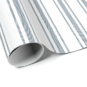 Franse Blauwe Ticking Streep Cadeaupapier (Rol Hoek)