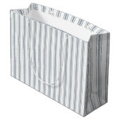 Franse Blauwe Ticking Streep Groot Cadeauzakje (Achterkant Gekanteld)