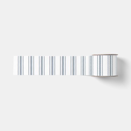 Franse Blauwe Ticking Streep Grosgrain Lint (Voorkant)