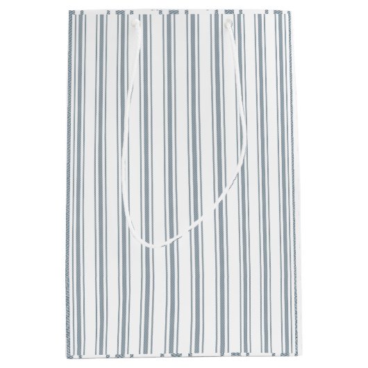 Franse Blauwe Ticking Streep Medium Cadeauzakje (Voorkant)