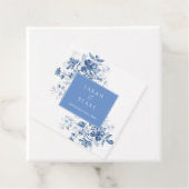 Franse Blauwe Toile Bloemen Huwelijk Bedankjes Labels (In situ)