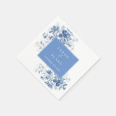 Franse Blauwe Toile Bloemen Huwelijk Servet (Hoek)