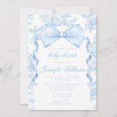 Franse Blauwe Toile Bow Stropdas Ribbon Baby Boy S Kaart (Voorkant)