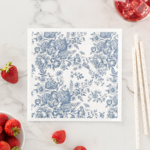 Franse Blauwe Toile Cocktailservetjes Servet
