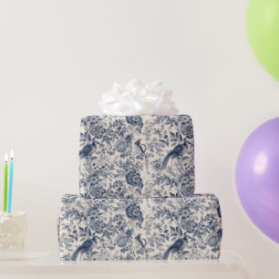 -Franse Blauwe Toile Fleurie Cadeaupapier