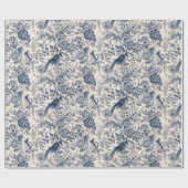-Franse Blauwe Toile Fleurie Cadeaupapier (Vlak)