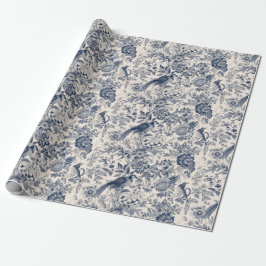 -Franse Blauwe Toile Fleurie Cadeaupapier