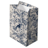 -Franse Blauwe Toile Fleurie Medium Cadeauzakje (Voorkant Gekanteld)