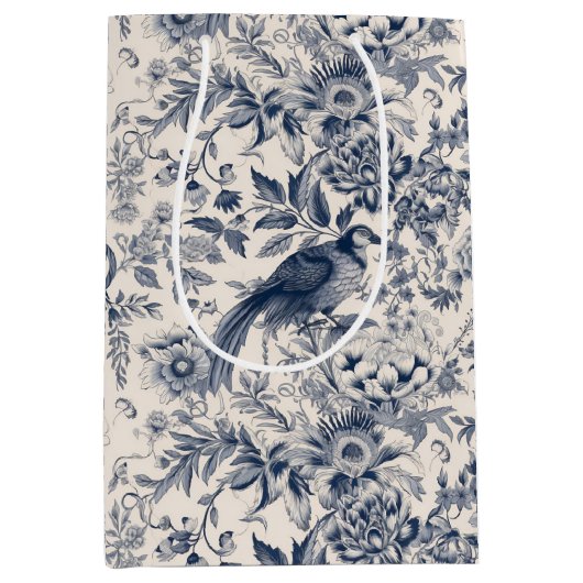 -Franse Blauwe Toile Fleurie Medium Cadeauzakje (Voorkant)