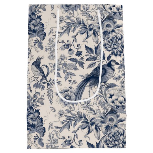 -Franse Blauwe Toile Fleurie Medium Cadeauzakje (Achterkant)