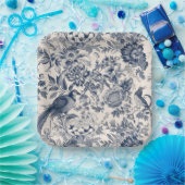 -Franse Blauwe Toile Fleurie Papieren Bordje (Feest)