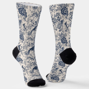 -Franse Blauwe Toile Fleurie Sokken