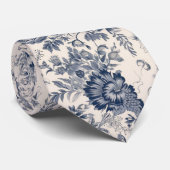 -Franse Blauwe Toile Fleurie Stropdas (Opgerold)