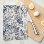 -Franse Blauwe Toile Fleurie Theedoek (Quarter Fold)