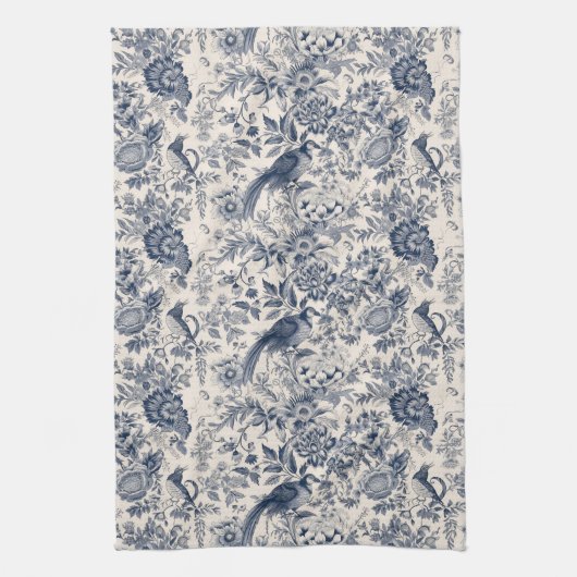 -Franse Blauwe Toile Fleurie Theedoek (Verticaal)