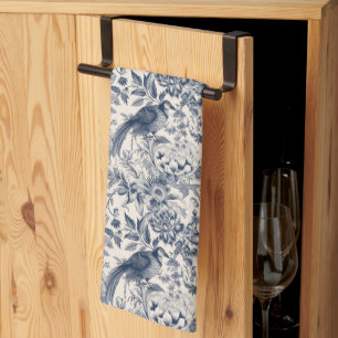 -Franse Blauwe Toile Fleurie Theedoek