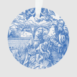 Franse Blauwe Toile Geboorteplaats Ornament