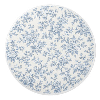 Franse Blauwe Toile Keramische Kastknop Knop