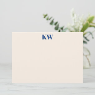 Franse Blauwe Twee Initiaal Vet Serif Monogram Notitiekaartje