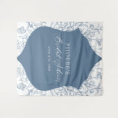 Franse Blauwe Victoriaans Floral Crest Bruids Acht Wandkleed (Voorkant (horizontaal))